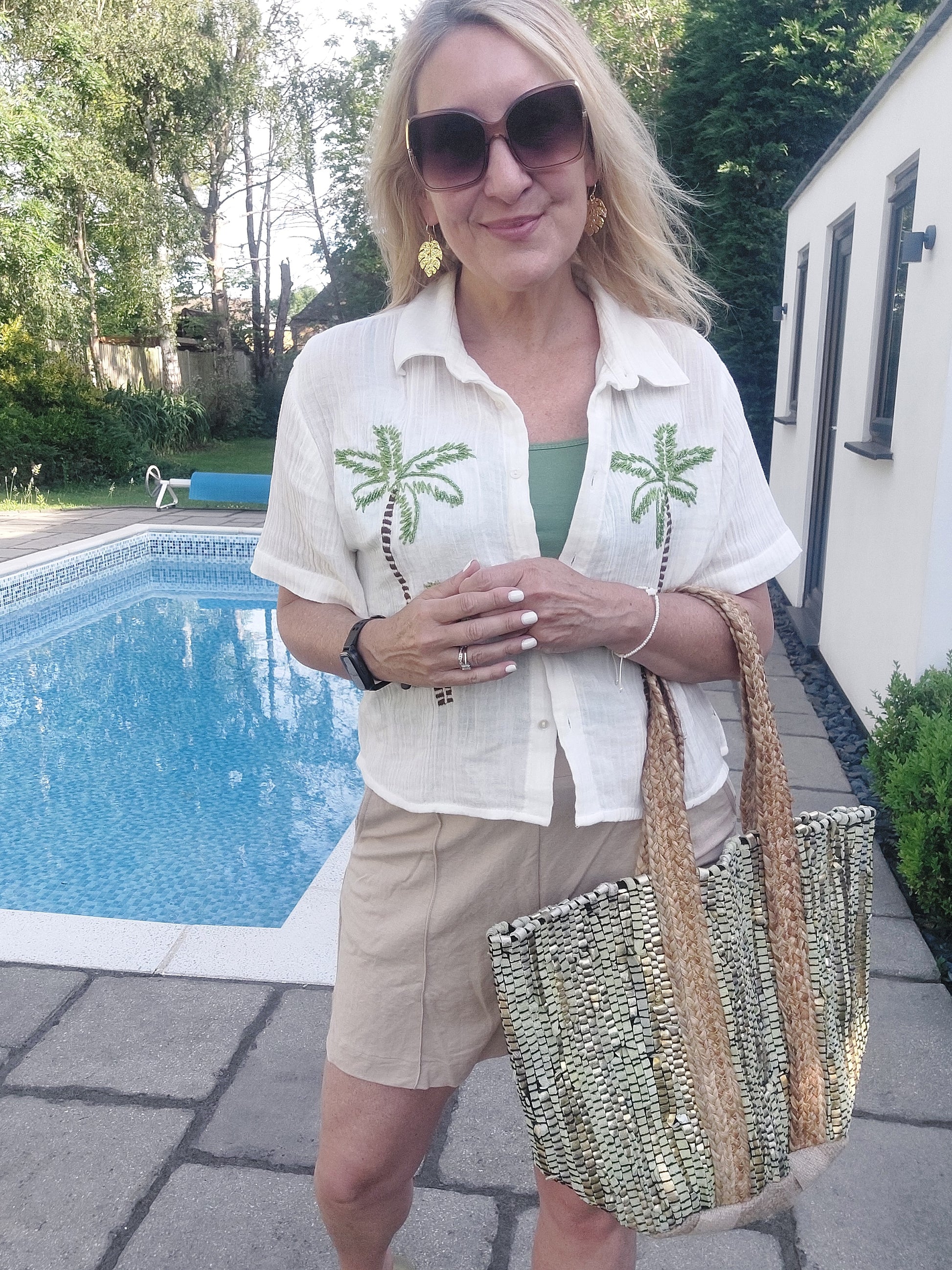 Luxe Edit 💎 Handwoven Leather & Straw Luxe Tote In Green/Gold - Filli London