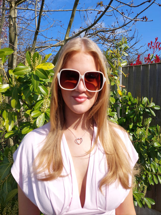 NEW ✨ Cher Retro Style Sunglasses In White - Filli London