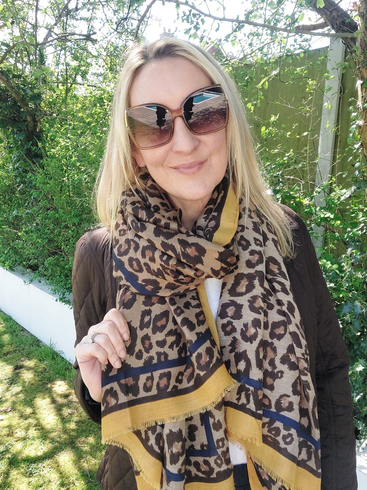 New Colour ✨Leopard Print Border Scarf In Brown - Filli London