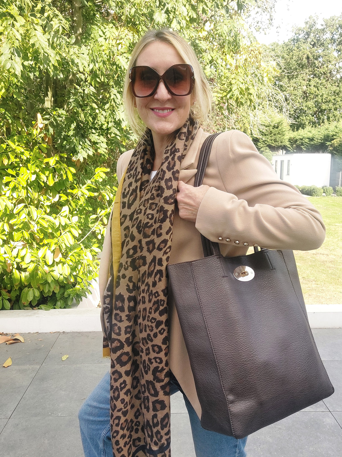 Soft Faux Leather Tote Bag In Coffee - Filli London