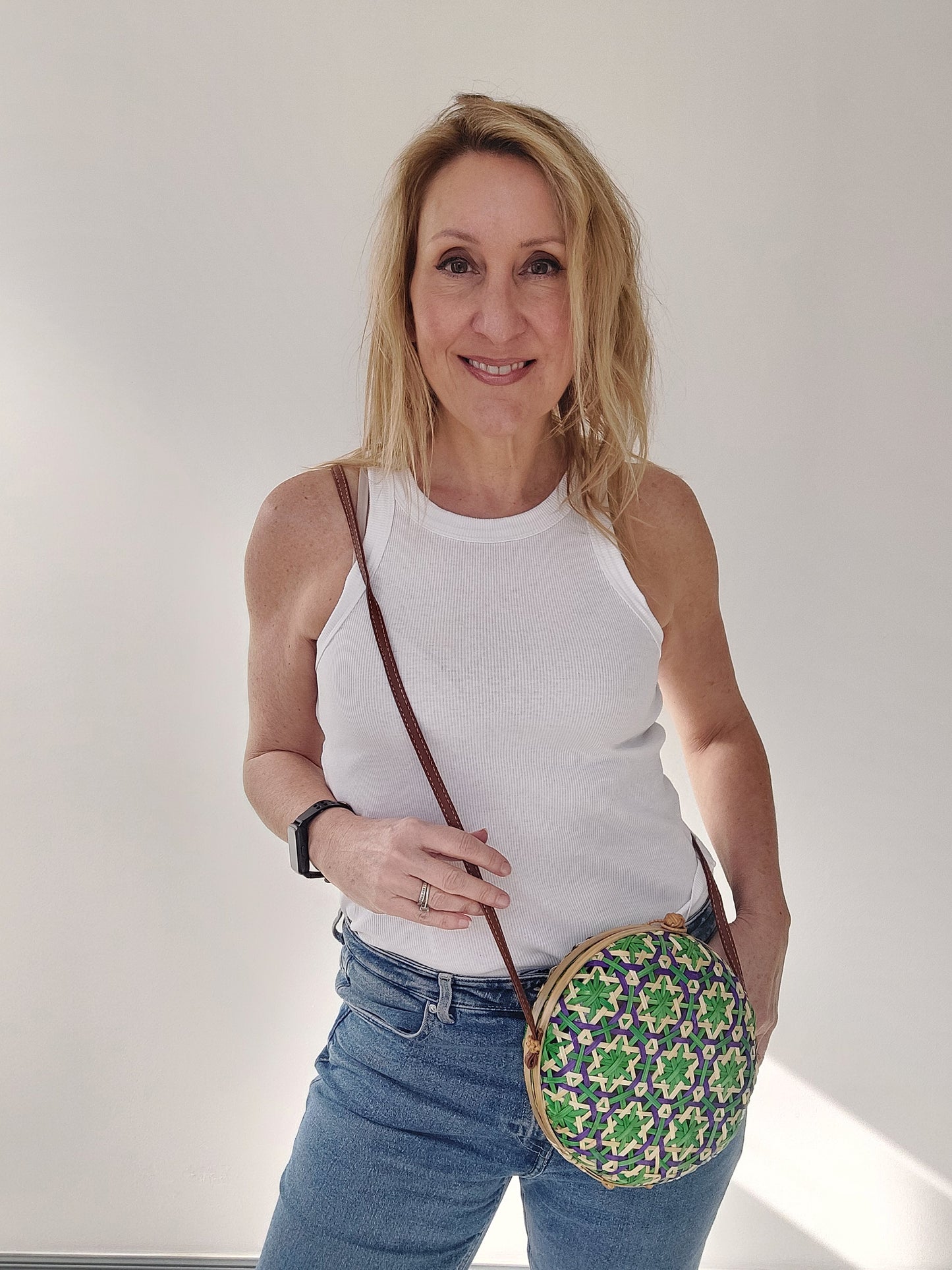 NEW ✨Azure Woven Round Crossbody Bag In Green