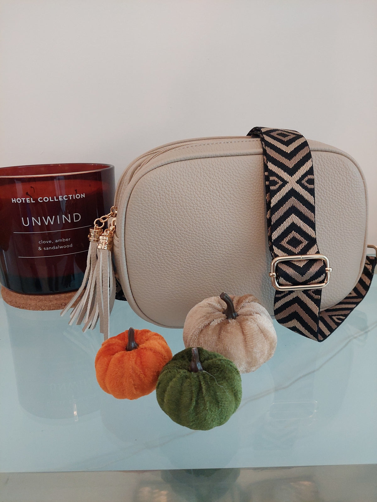 New Season Double Zip Statement Crossbody Bag In Beige - Filli London