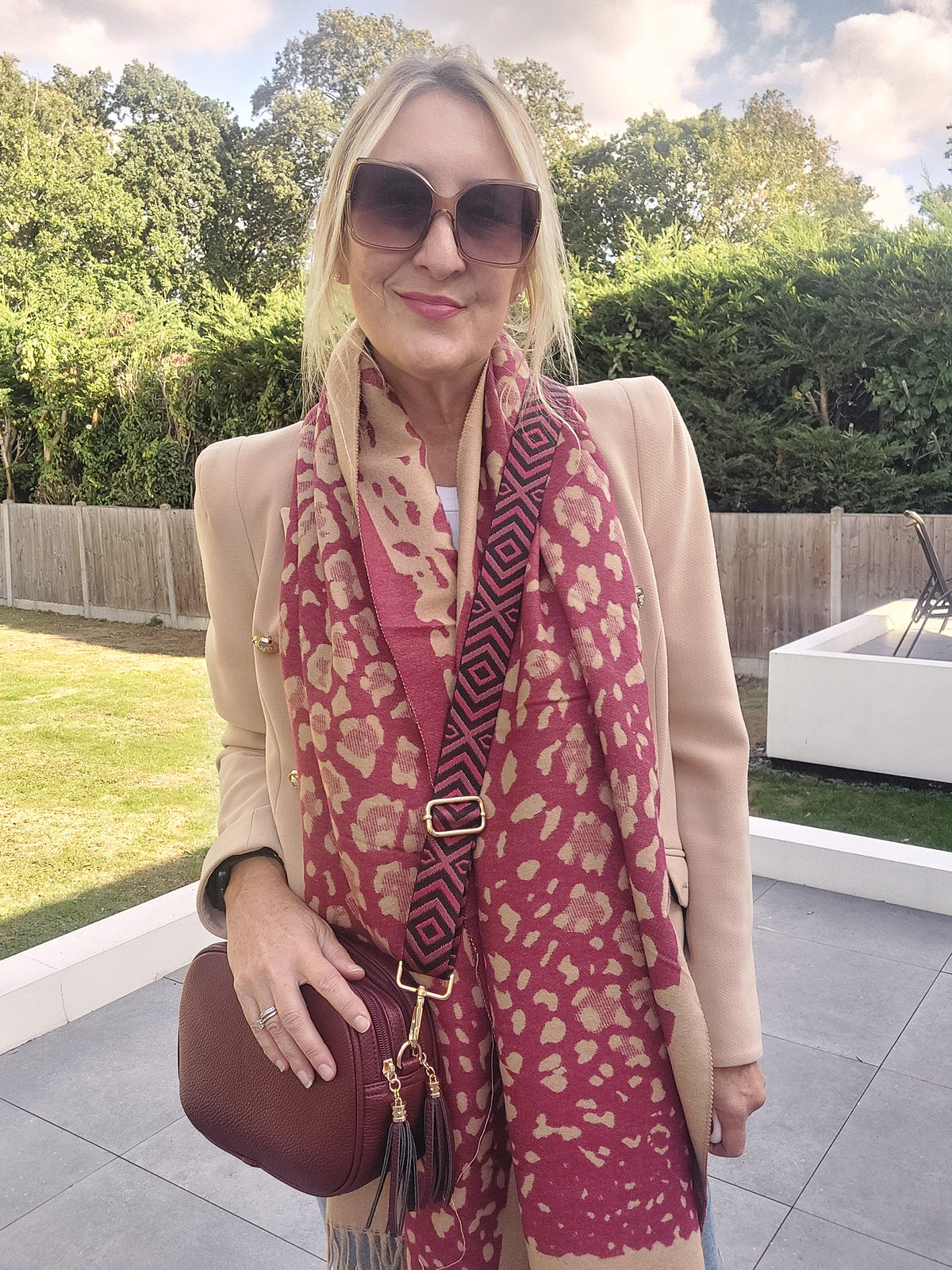 New Season Double Zip Statement Crossbody Bag In Burgundy - Filli London