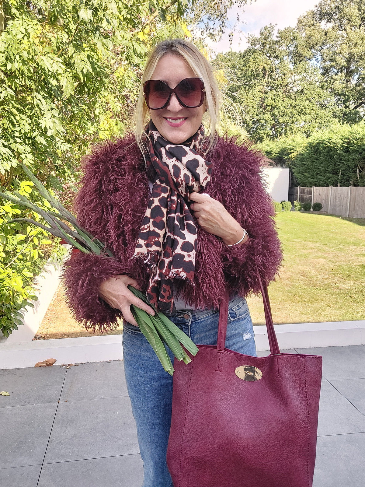 Soft Faux Leather Tote Bag In Wine - Filli London