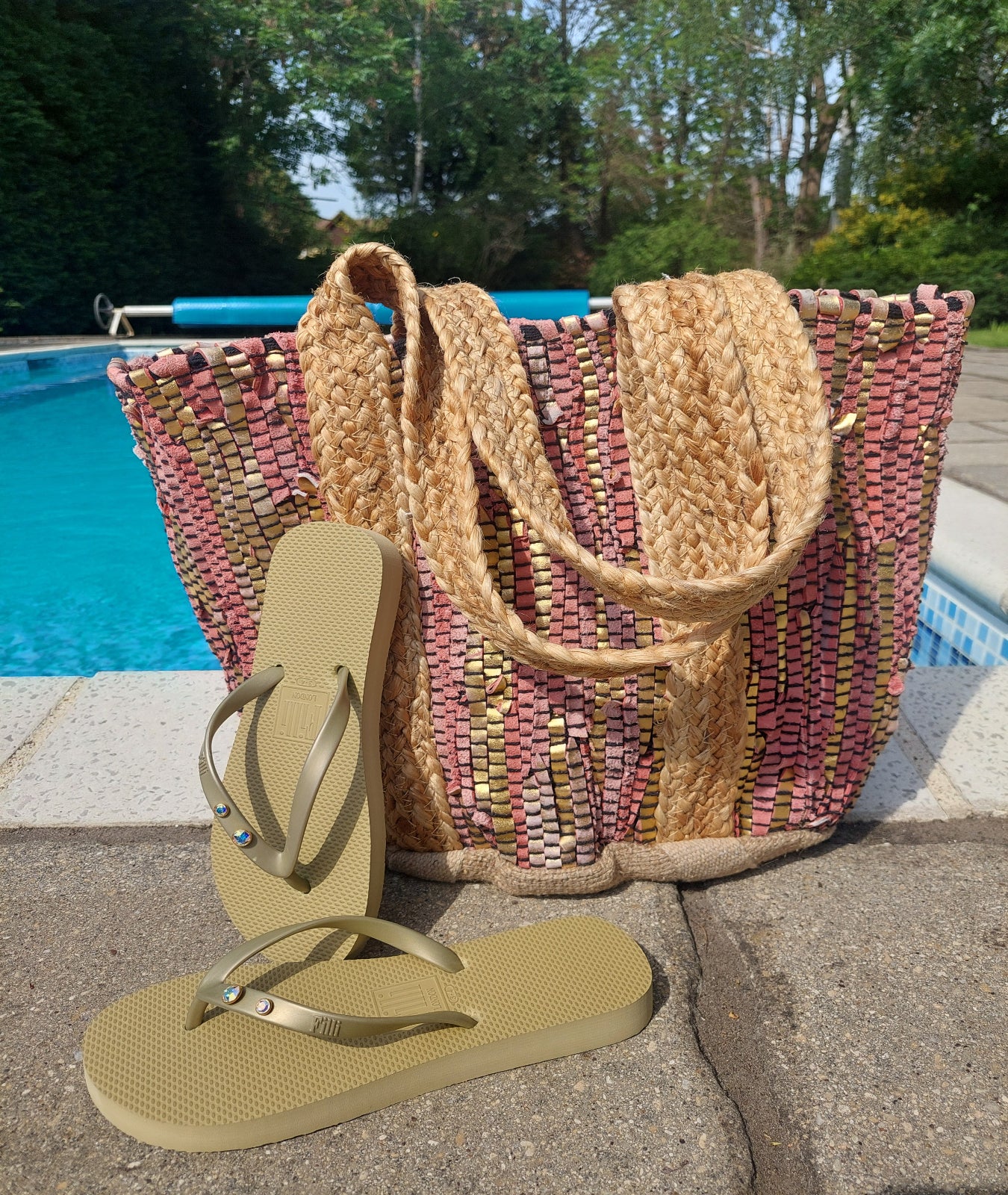 Luxe Edit 💎 Handwoven Leather & Straw Luxe Tote In Coral/Gold - Filli London