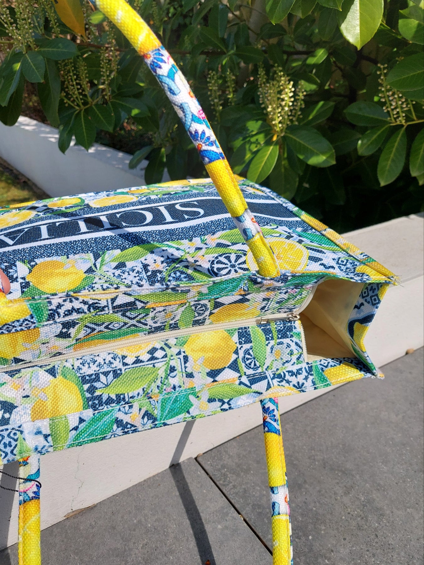 NEW ✨ Sicilia Woven Beach Tote Lemon Print - Filli London