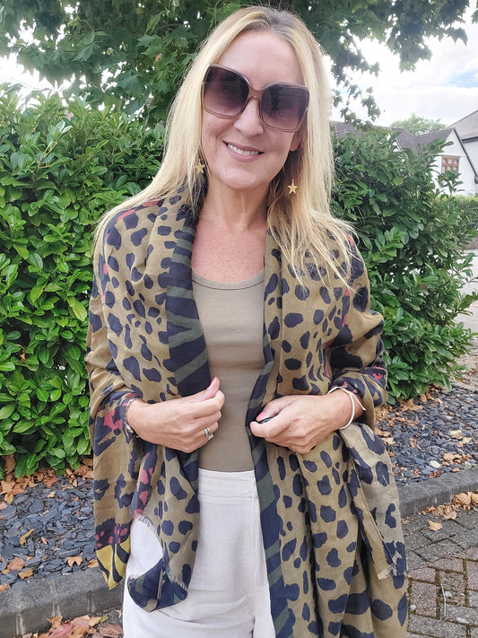 Best Seller✨Leopard Print Scarf In Olive Green