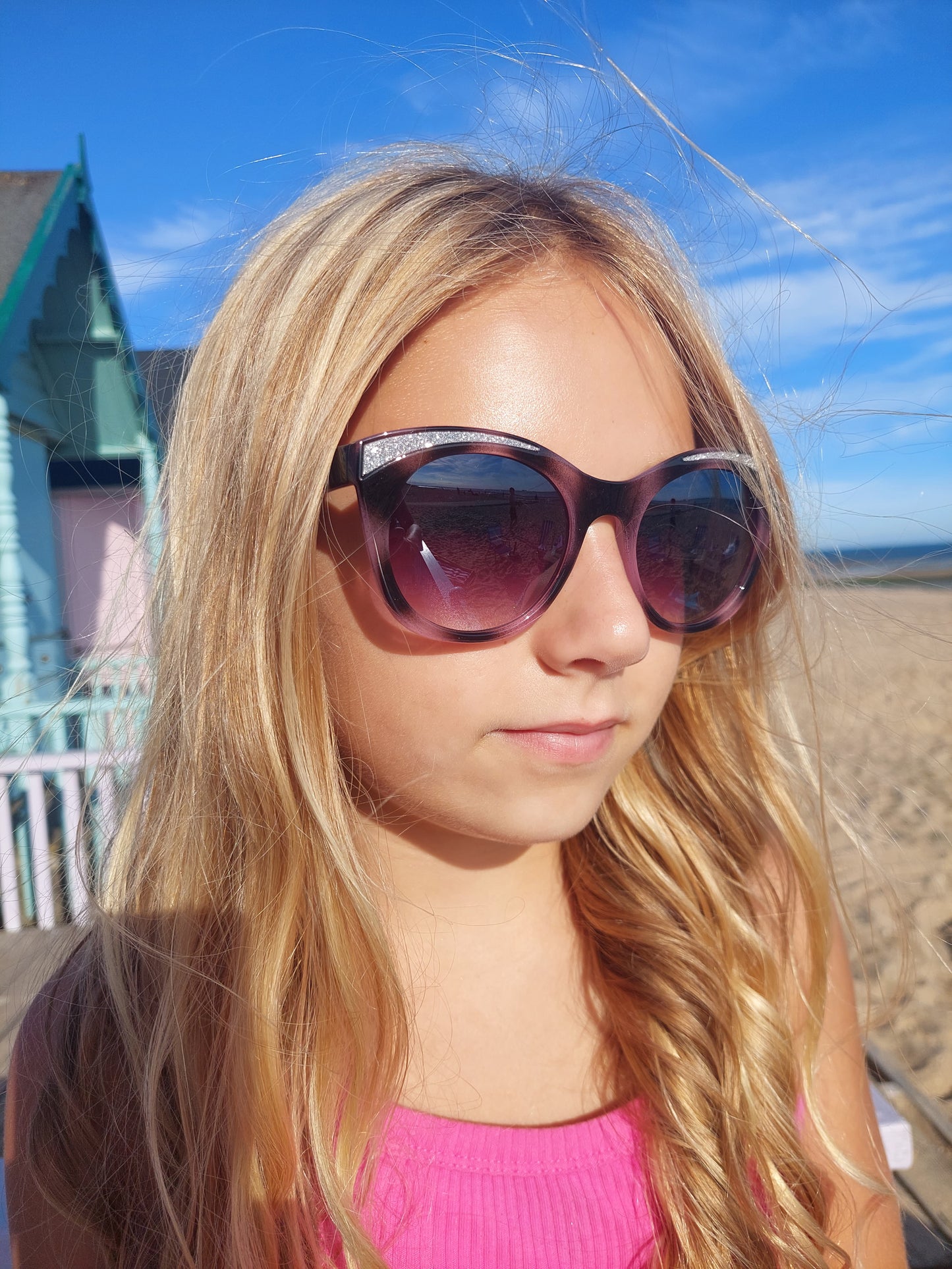 Sparkle Eyebrow Sunglasses in Pink Tortoise