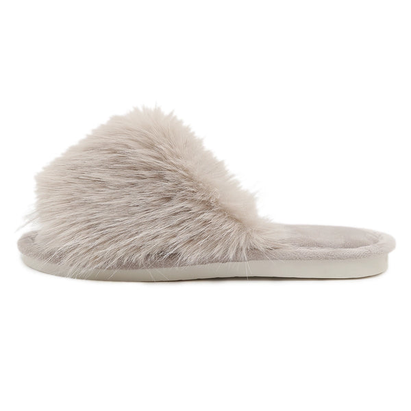 Super Cosy Luxury Fluffy Slippers In Taupe