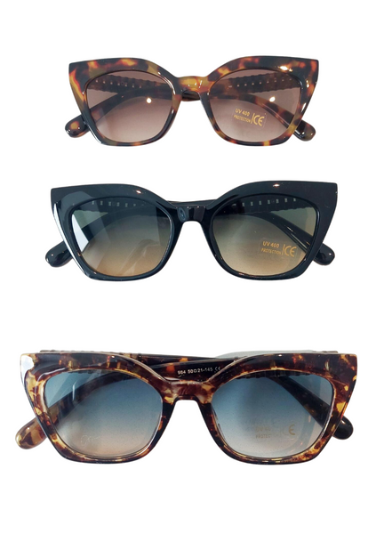 Samantha Cat Eye Sunglasses With Gold Chain Detail In Golden Tortoise - Filli London