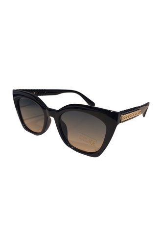 Samantha Cat Eye Sunglasses With Gold Chain Detail In Black8 - Filli London