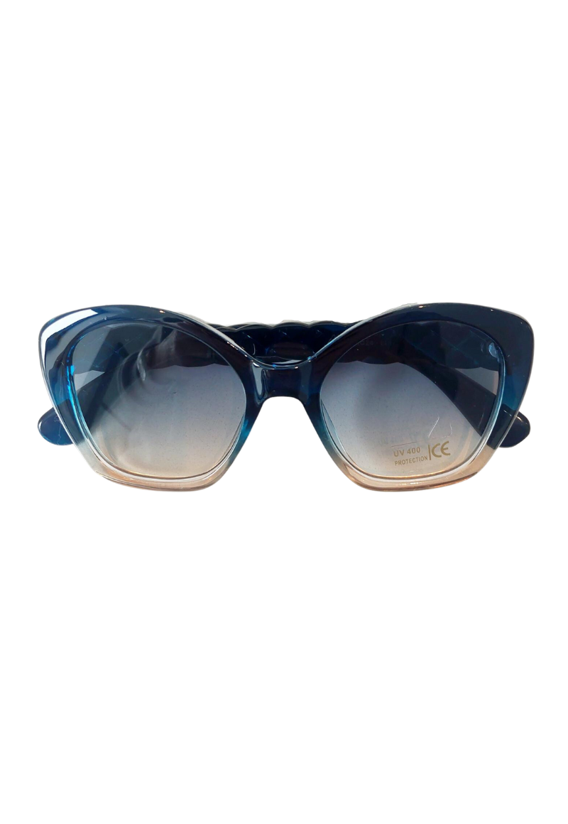 Carrie Oversized Cat Eye Sunglasses In Ombre/Blue - Filli London