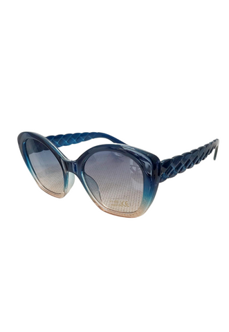 Carrie Oversized Cat Eye Sunglasses In Ombre/Blue - Filli London