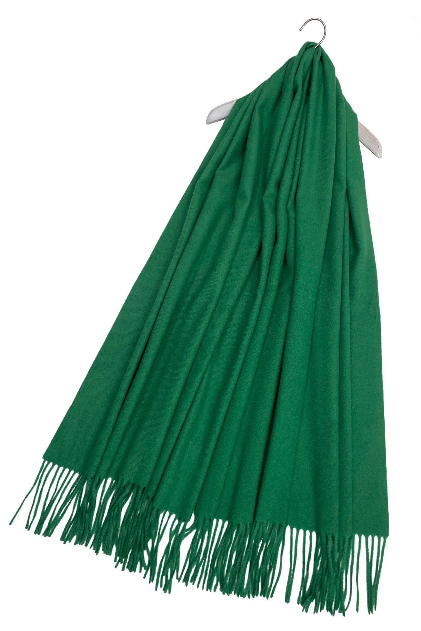 Plain Soft Wool Tassel Blanket Wrap Scarf In Green - Filli London