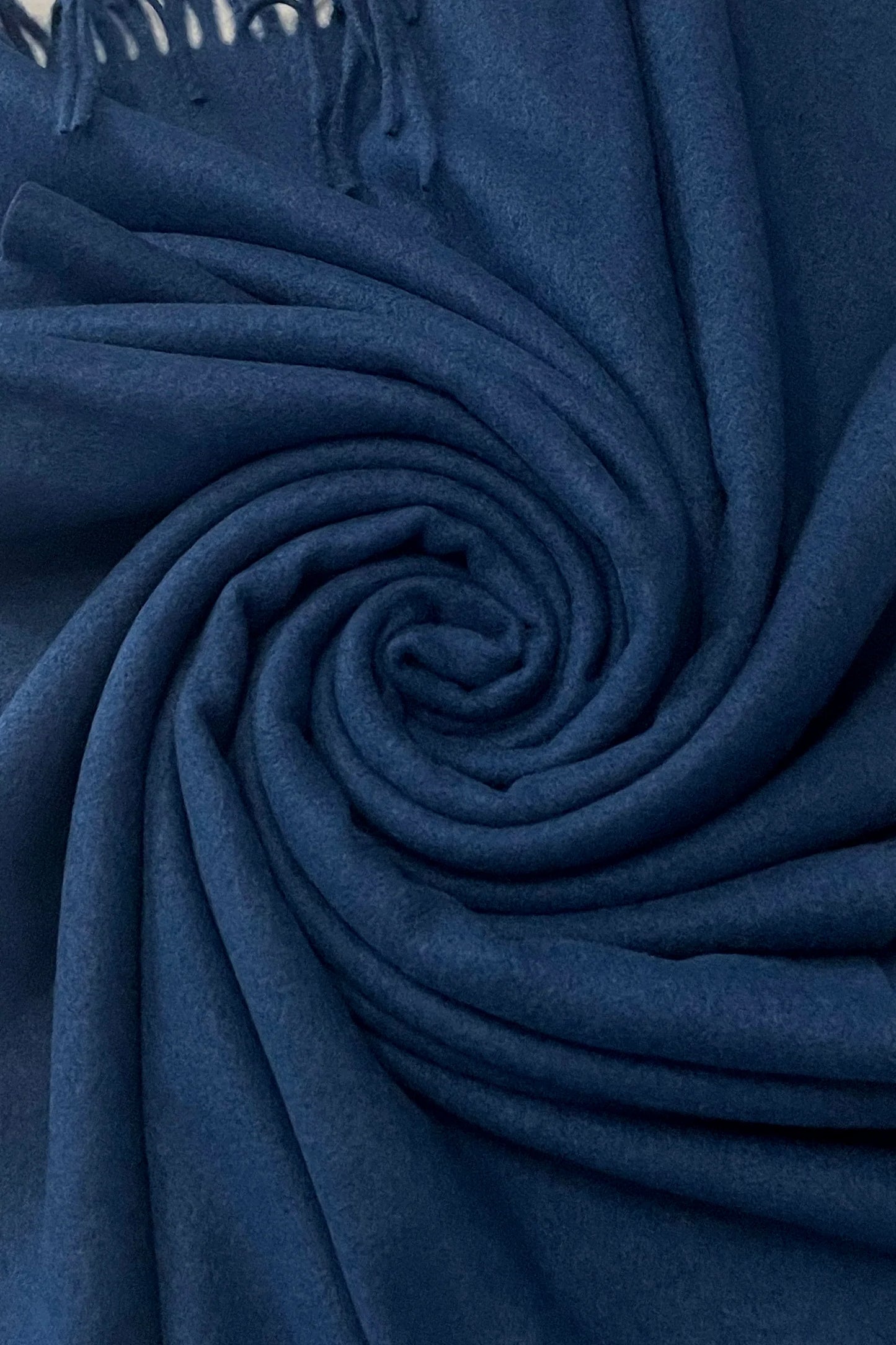 Plain Soft Wool Tassel Blanket Wrap Scarf In Navy Blue - Filli London