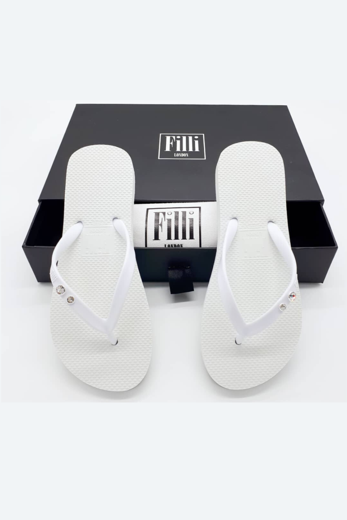 Crystal Diamond - White Luxury Flip Flops - Filli London