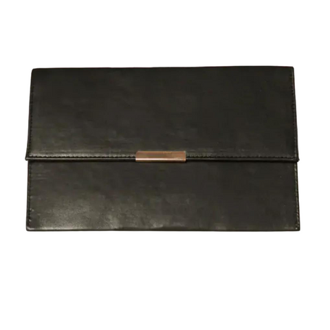 Essentials Faux Leather Envelope Clutch Bag In Black - Filli London
