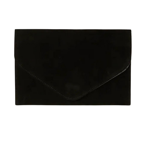 Essentials Envelope Clutch Bag In Black Suedette - Filli London
