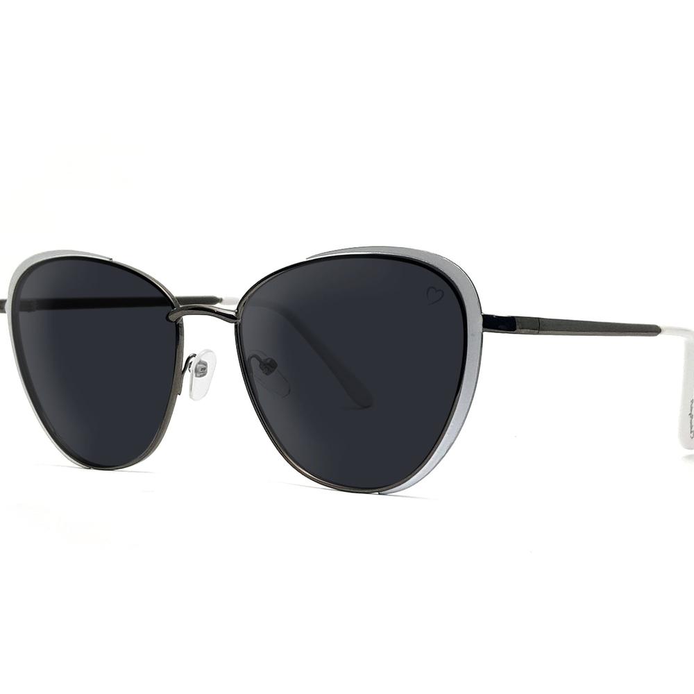 Ruby Rocks 'Sam Jo' Cateye Sunglasses In White & Gunmetal 